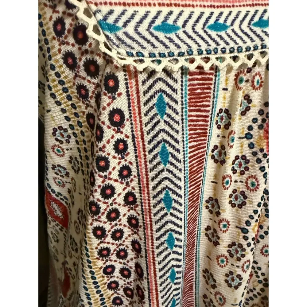 Style & Co Sleeveless Tiered Boho Dress Geometric Print Size S - Picture 4 of 9